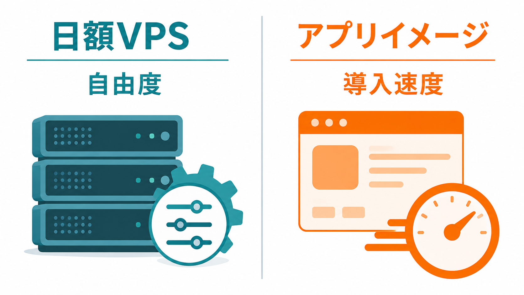 日額VPSの自由度とアプリイメージの導入速度を比較